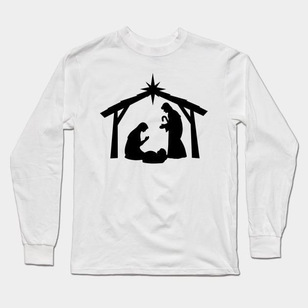 The Christmas Nativity Scene Long Sleeve T-Shirt by Lady Lilac